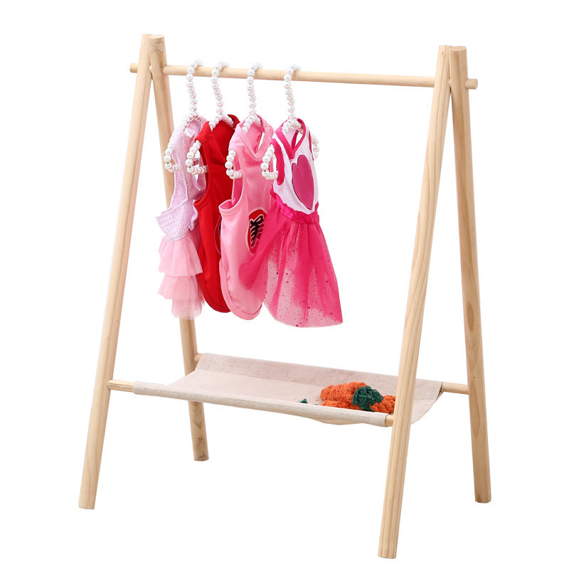 JXANRY Pets Clothes Hanger Dog Coat Solid Wood Floor Storage Cat Dress Rack Cabinet Pets Shop Dog Clothes Easy Pick