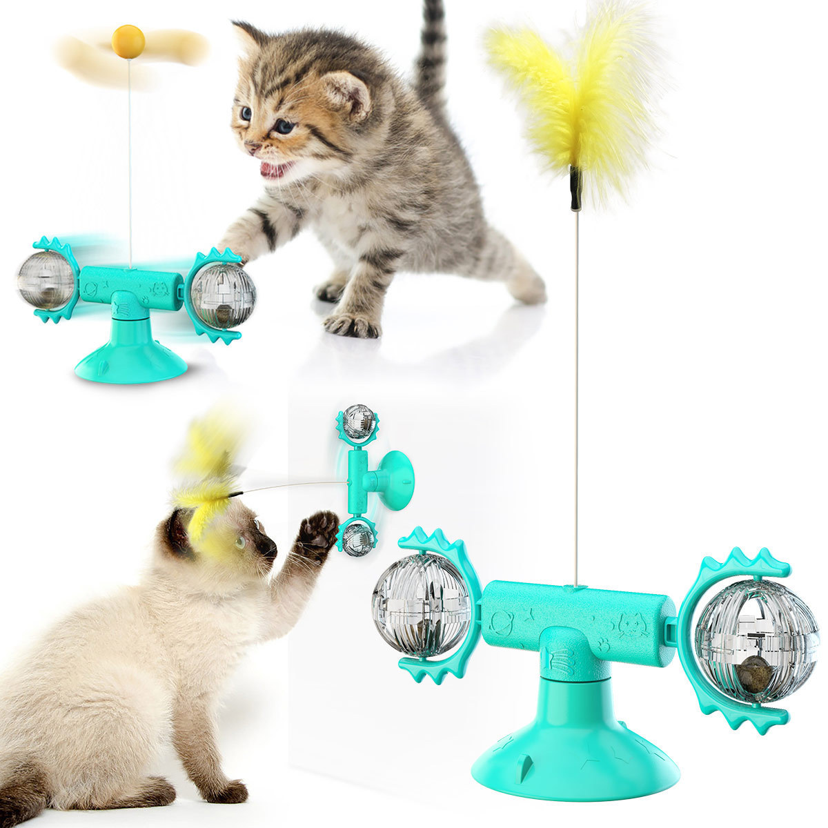 JXANRY Pet Products Manufacturer Cross-border Hot Style Cat Planet Cat Toys Rotary Windmill Cat Teaser Stick