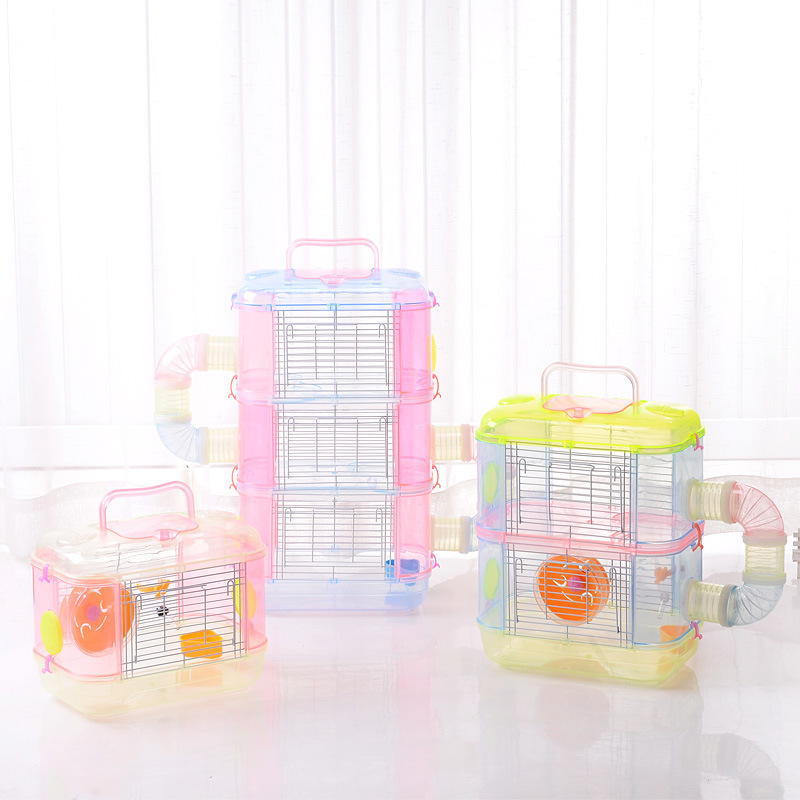 JXANRY Crystal Transparent Big Castle Plastic And Wire Splicing Hamster Villa Custom Cages For Hamster