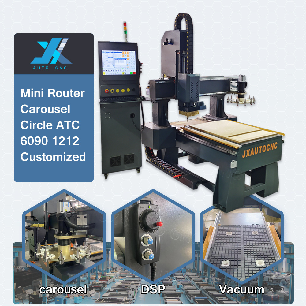 JX 2.2KW water cooling ATC spindle 3D CNC Carving Machine Price 6090 Mini Wood Router