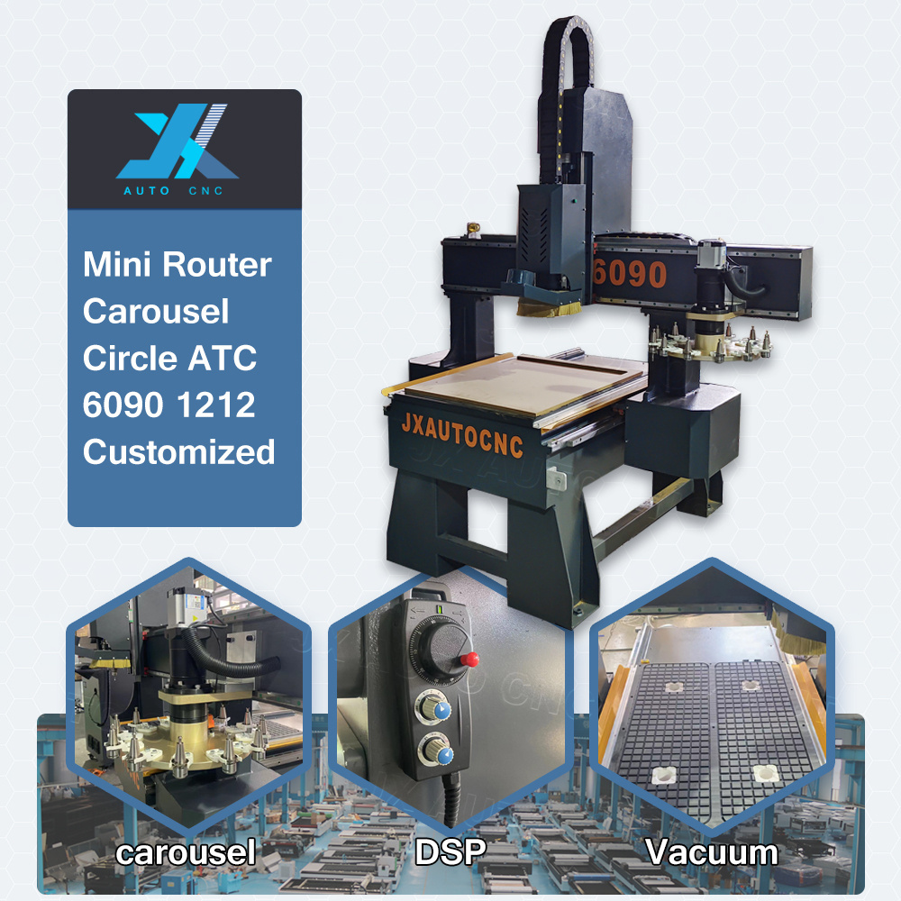 JX 2.2KW water cooling ATC spindle 3D CNC Carving Machine Price 6090 Mini Wood Router