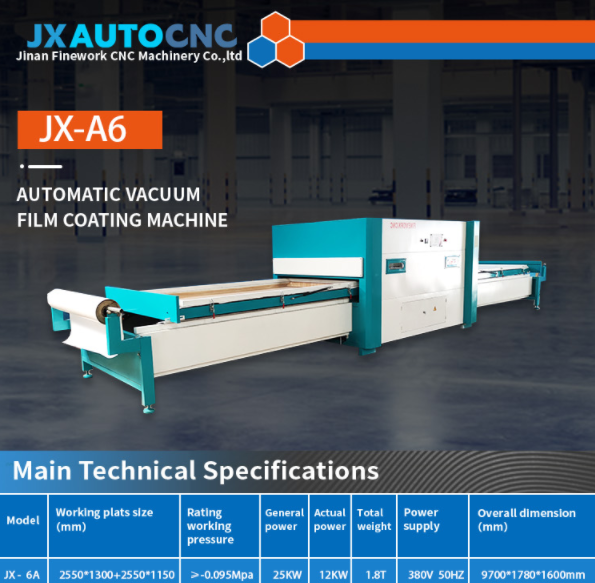 JX Automatic film wholesale pvc door vacuum membrane hot lamination press machine