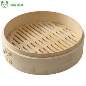 Babybear Wholesale Cooking Mini Dumpling Dim Sum 10 inch Food Steamer Basket Sets Cooker Bamboo Steamer