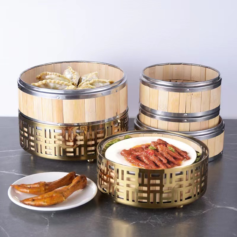 Steamer Bamboo Steamer Stainless Steel Holder Steamer Tray for Hotels