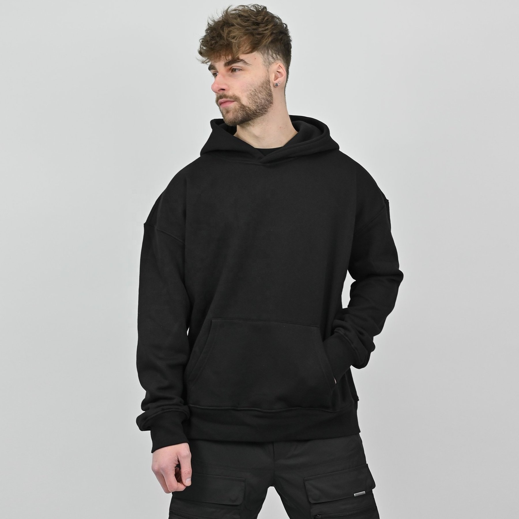 OEM heavyweight hoodie quality 100% cotton fleece fabric hoodie custom 400gsm mens oversized hoodies