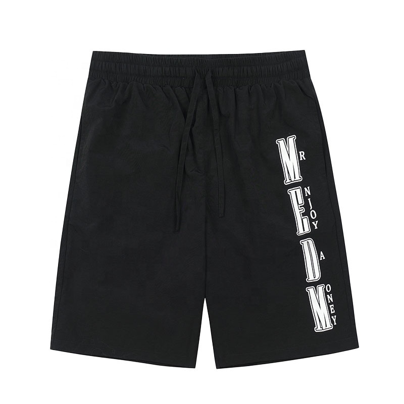 Fashion sportswear high quality screen printing black mens nylon shorts