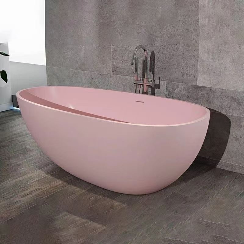 Pink stone resin bathtub solid surface cream color bathtub