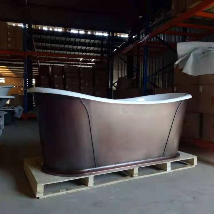 freestanding soaking cast iron bathtub stainless steel skirt