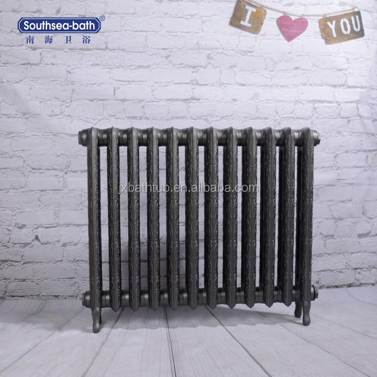 Traditional Grey Painting Two Columns Ornate Cast Iron Radiator