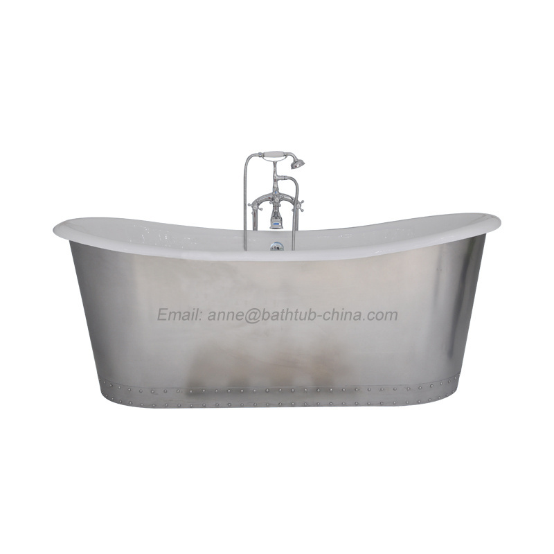 Stainless Steel Skirt wrapped the Cast Iron Bathtub Bathroom Bath Tub