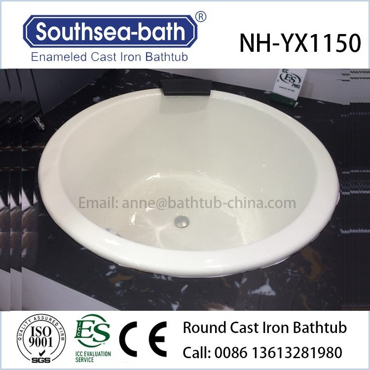 Round corner drop/built in 1.5*1.5 cast iron bathtub