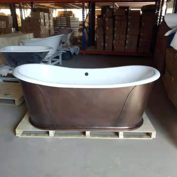 freestanding soaking cast iron bathtub stainless steel skirt