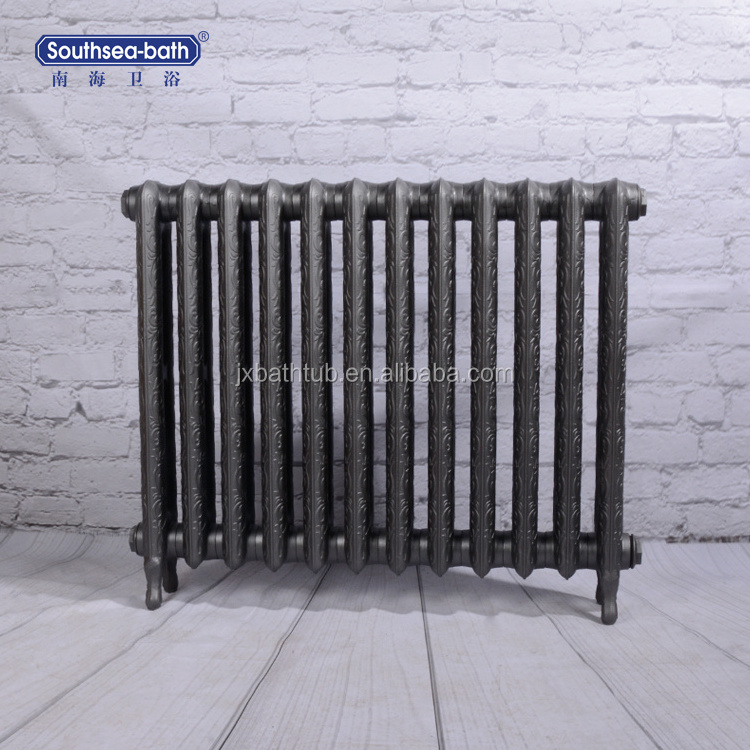 Traditional Grey Painting Two Columns Ornate Cast Iron Radiator