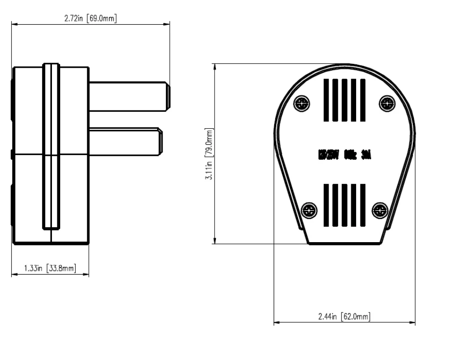 US Standard Industrial Plug NEMA 10-50P Dual Current Power 80 50A 125/250V Straight Blade Electrical Plug for Home Applications