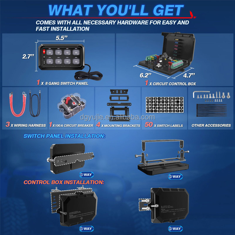 12 Gang Switch Panel Switch Pod Control Up to 12 Different Auxiliary LED Lights Light Bar Fog Whip Fan Offroad