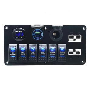 High Power 6 Gang Waterproof Switch Panel 12V 24V Marine Toggle Rocker Switch Panel