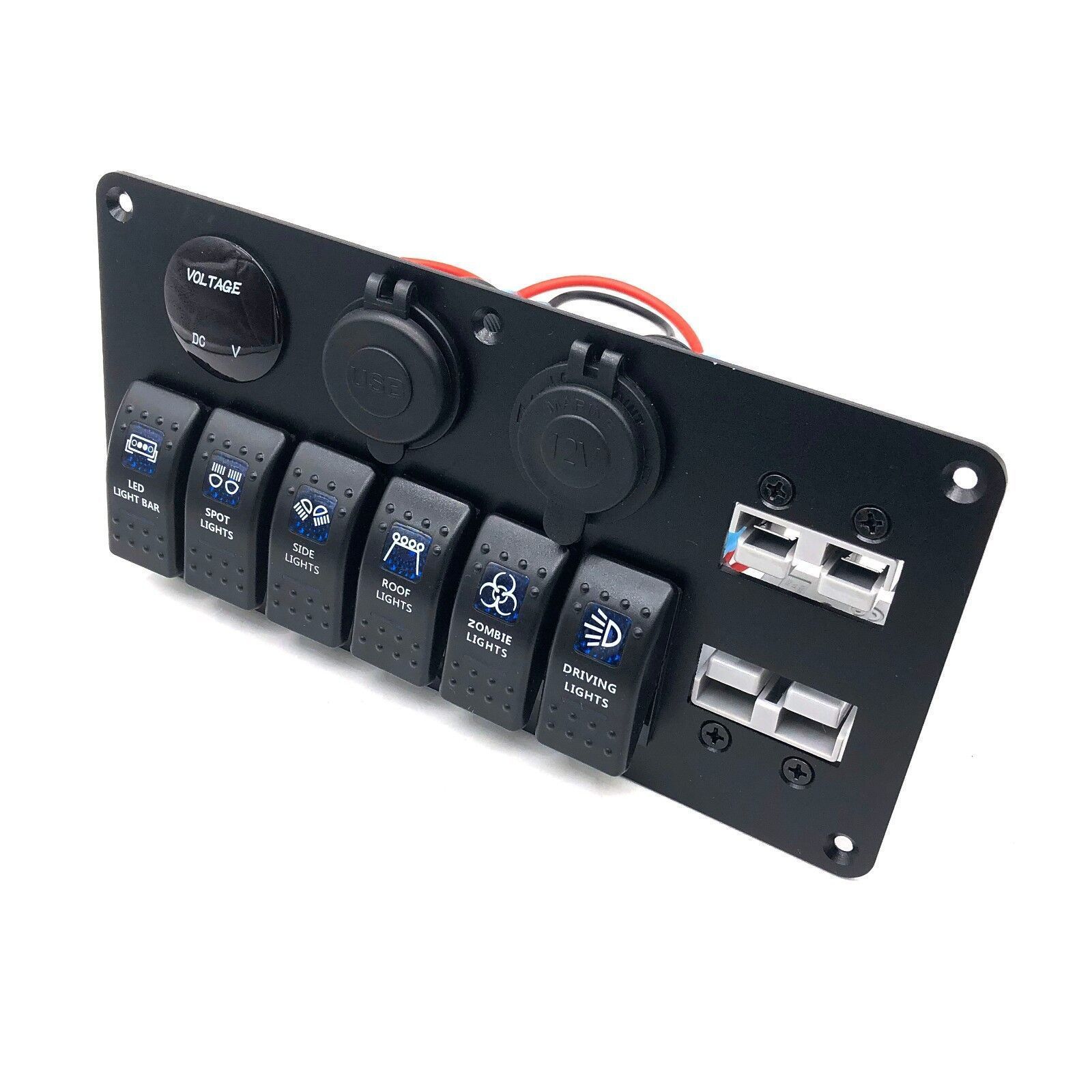 High Power 6 Gang Waterproof Switch Panel 12V 24V Marine Toggle Rocker Switch Panel