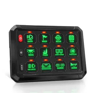 12 Gang Switch Panel Multifunction Auxiliary Switch Pod Touch Switch Panel 12V Momentary Strobe Circuit Control Box RGB