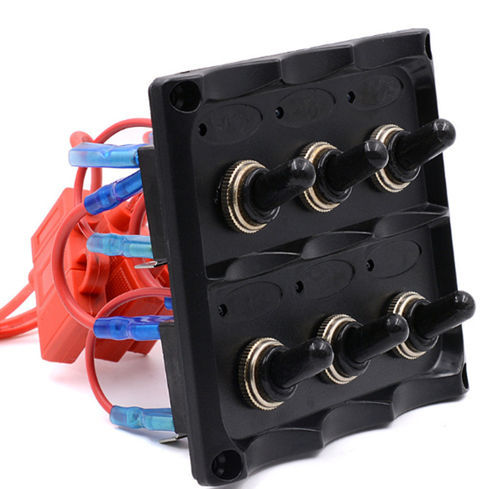 High Quality 6 Gang Blue Light Switch Panel 12V 24V Toggle Rocker combination Switch Panel