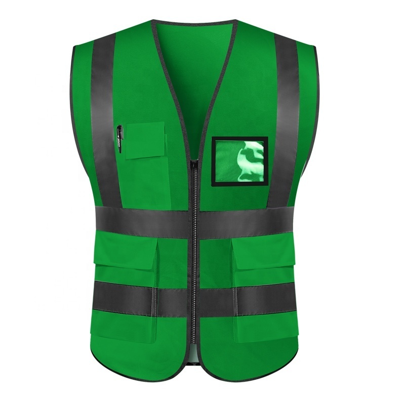 Quality Hi Vis yellow green orange red blue reflective construction security safety vest workwear jacket