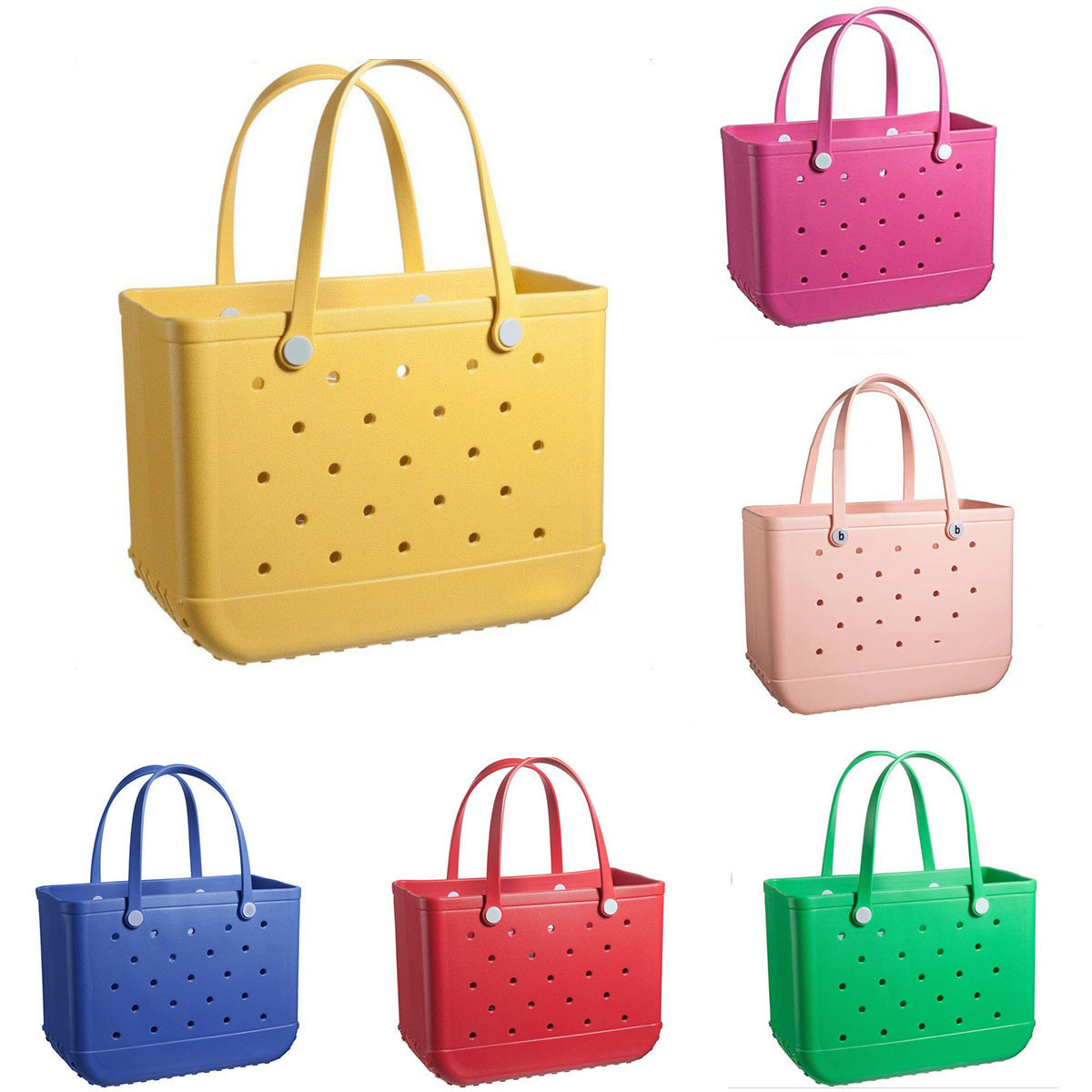 Wholesale Women Beach Waterproof Tote Bags Custom Summer Rubber Totes Large Fashion Eva Plastic Silicone bogg Bag With Holes