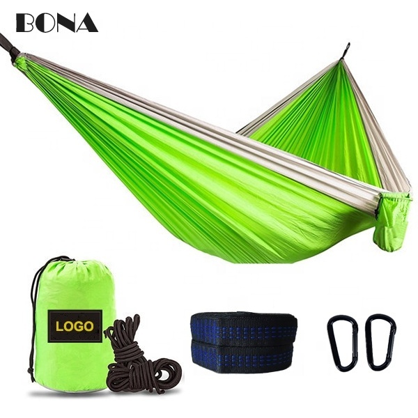 Double Camping Hammock - Lightweight Nylon Portable Hammock, Best Parachute Double Hammock For Backpacking, Camping,