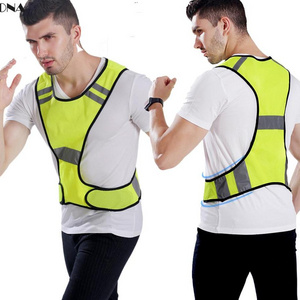 Hi vis Night Running Jogging Cycling Hiking Motorcycle Reflective Safety Vest with Pocket & Adjustable Strap