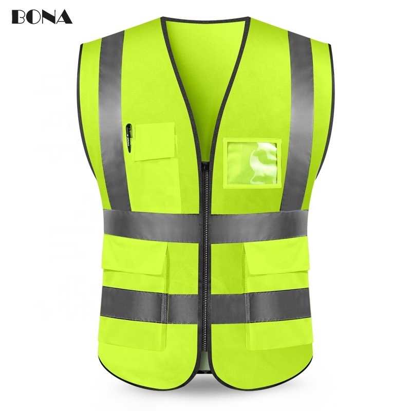 Quality Hi Vis yellow green orange red blue reflective construction security safety vest workwear jacket