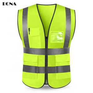 Quality Hi Vis yellow green orange red blue reflective construction security safety vest workwear jacket