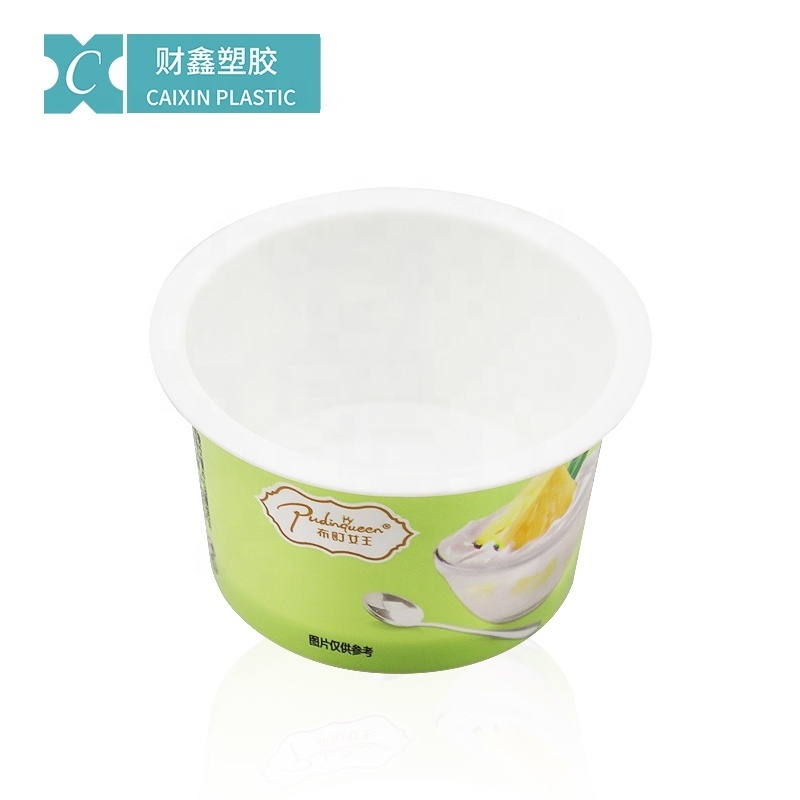 Caixin factory CX008A IML container 80ml pp pudding/jelly/sauce flexible small round tub yogurt container injection plastic cup