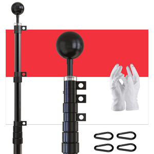 CYDISPLAY Indonesia 4.8m 16ft aluminum flagpole kit retractable telescoping flagpole black flag pole for residential