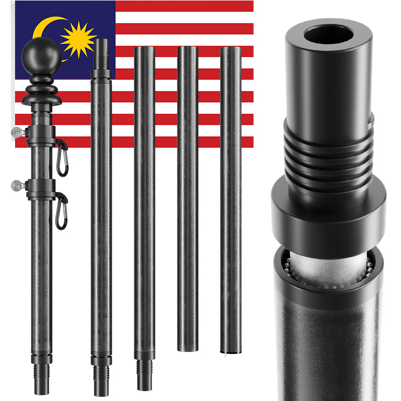 CYDISPLAY Malaysia 1.8m 6FT Black Flagpole Stand Tangle Flagpole Kit tangle free telescopic flag pole Aluminum Hand Flag Pole