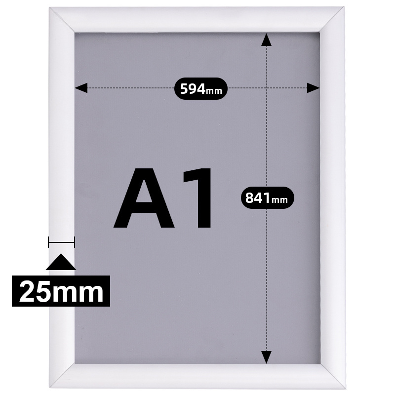 CYDISPLAY 25mm A1 Aluminium Photo Movie Vertical Snap a1 Poster Frames wall mounted snap frame silver a1 size