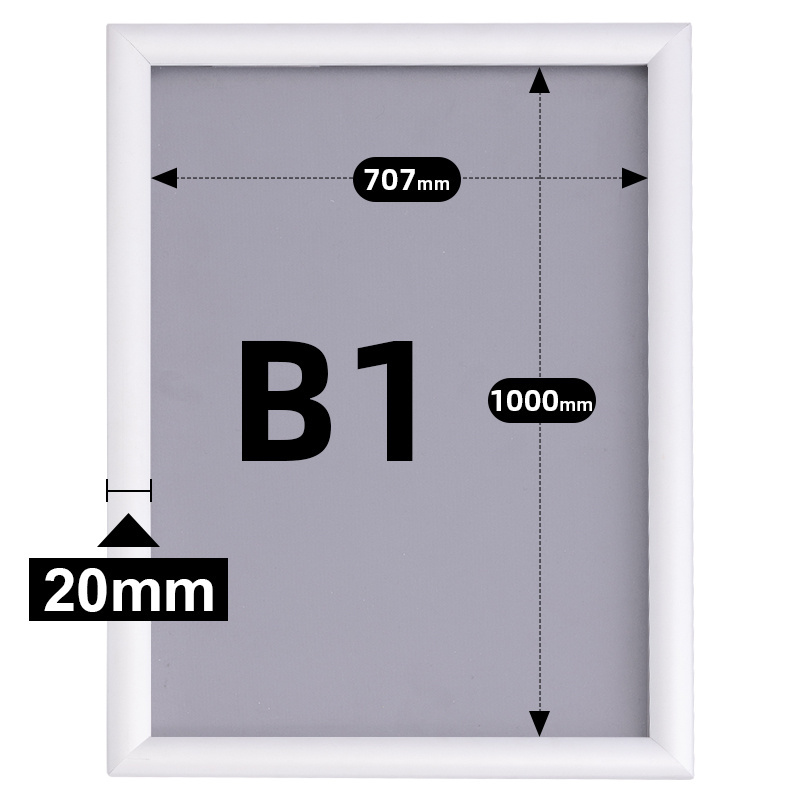 CYDISPLAY 20mm B1 Silver Snap Frames aluminum Extrusion Snap Frame  27x40 Mitred Corners Poster Frames 100x70cm