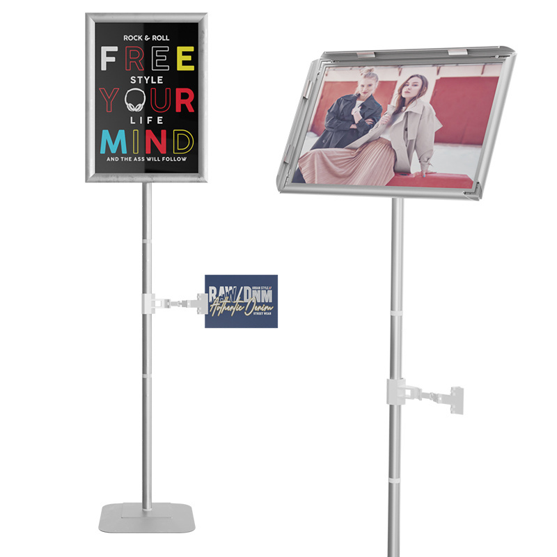 CYDISPLAY Silver A3 Poster rotating Display Stand portable Adjustable Pedestal Poster Sign Stand for Menu Holder Sidewalk Stand