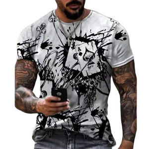 JX Summer Poker Printed T Shirts For Men Polyester Loose Short Sleeve Male Tops Streetwear Men Clothing Casual Tees European