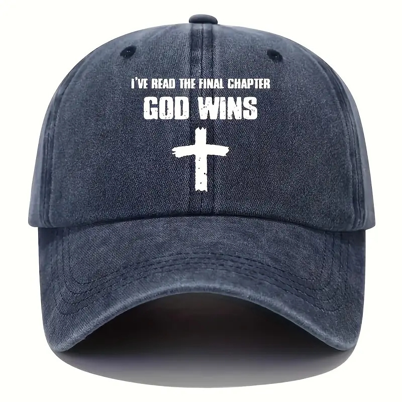 JX GOD WINS Cross  Baseball Cap Solid Color Washed Distressed Dad Hats Unisex Adjustable Sun Hat For Women Men