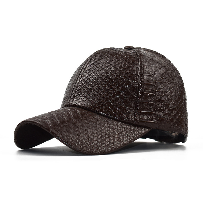 JX PU Leather Baseball Cap Crocodile Pattern PU Peaked Cap Street Hip Hop Sun Hat