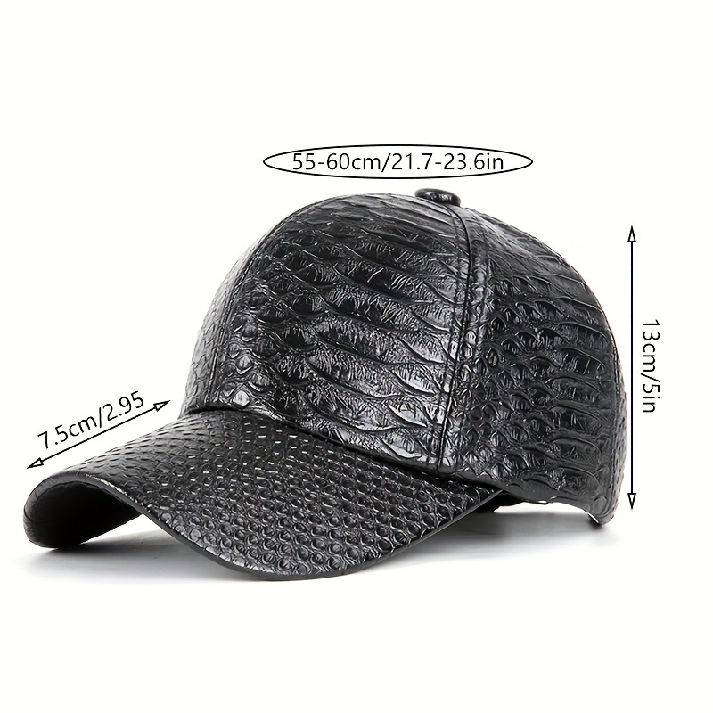 JX PU Leather Baseball Cap Crocodile Pattern PU Peaked Cap Street Hip Hop Sun Hat