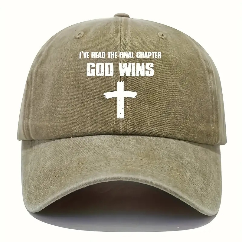 JX GOD WINS Cross  Baseball Cap Solid Color Washed Distressed Dad Hats Unisex Adjustable Sun Hat For Women Men