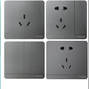 Switches and sockets panel household 86-type installed concealed five-hole socket Est Shang Gray