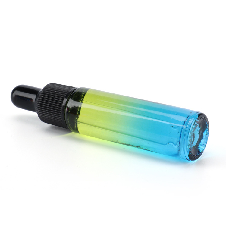 mini oil bottle glass dropper bottle 10 ml rainbow colorful gradient holographic dropper bottle