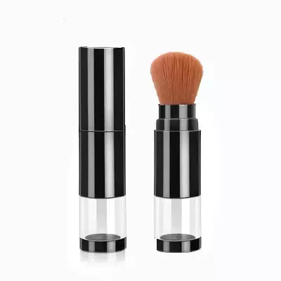 HMU Kabuki Mineral Loose Face Refil Powder Brush Container Single Short Handle Pump Refillable Body Face Dispensing Powder Brush