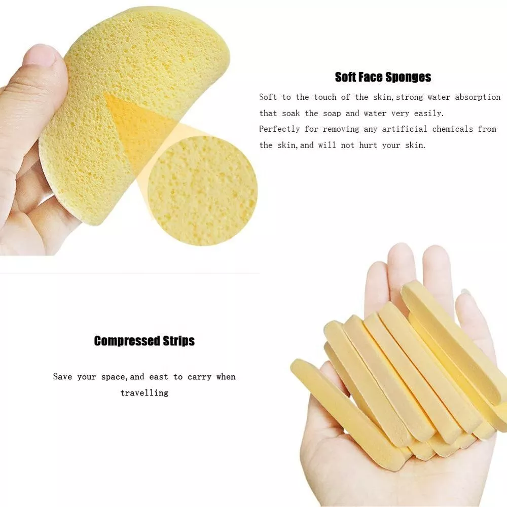 HMU Makeup Remover Sponges Soft Seaweed Clean Face Puff Custom Cleaning Biodegradable Round Compressed Cellulose Facial Sponges