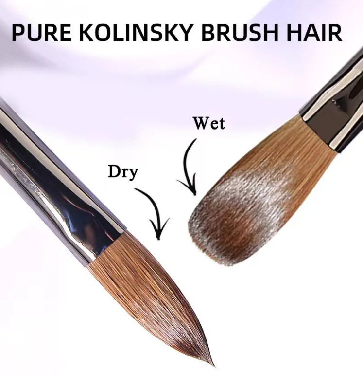 Private Label Wholesale Acrylic 100 Pure Kolinsky Hair Nail Art Brush Round Nail Oval Liner Brush Pure 100% Kolinsky Nail Brush