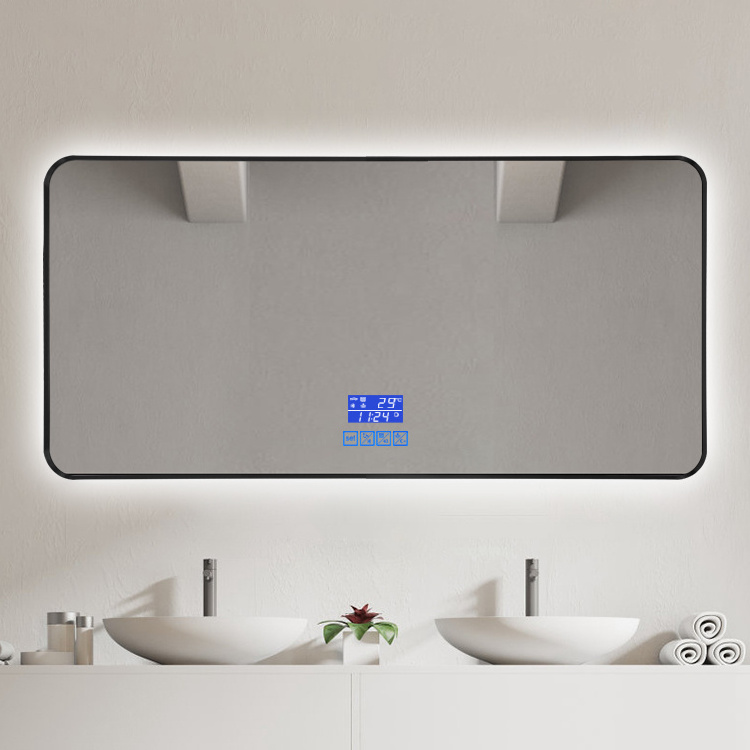 Wholesale wall mounted touch screen smart sensor switch bath mirror  anti-fog LED light vanity bathroom mirror