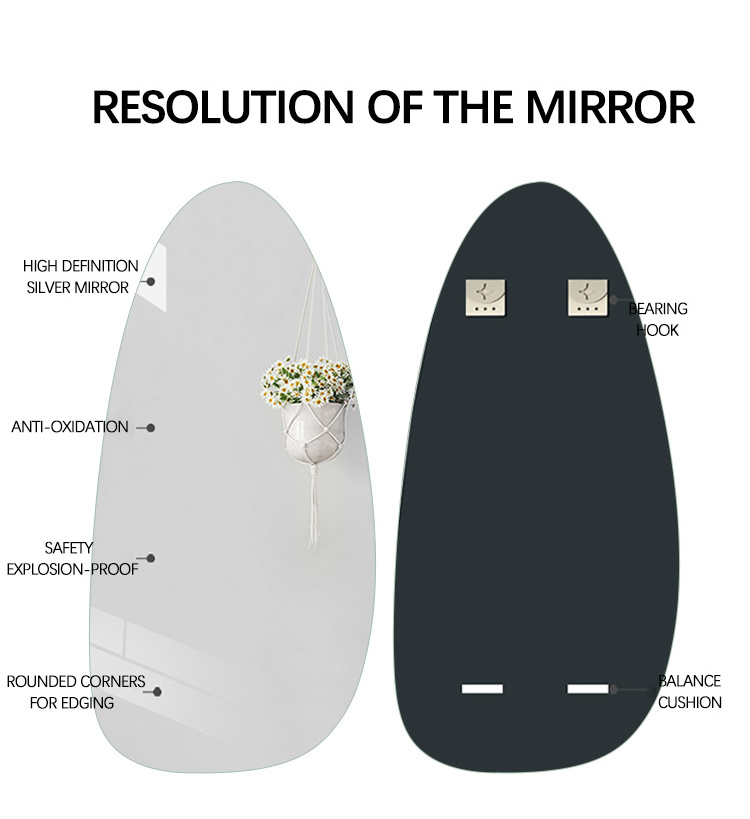 Teardrop-shaped mirror living room irregular wall decor mirror full length dressing mirror