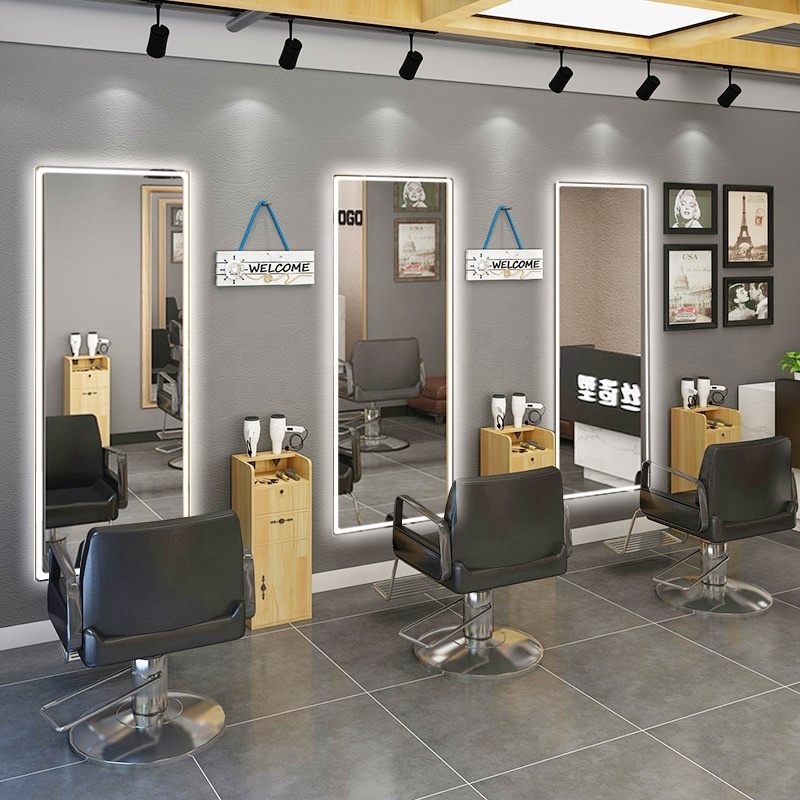 Smart mirror Barber Shop Big Full Length Wall Vanity illuminated Mirror with LED lights for Hair Salon