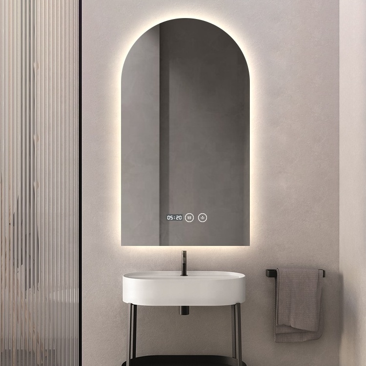 Bolen Illuminated Anti-Foggy bevel edge wall arched shape silver led frameless mirror with lights around the edge for wholesales