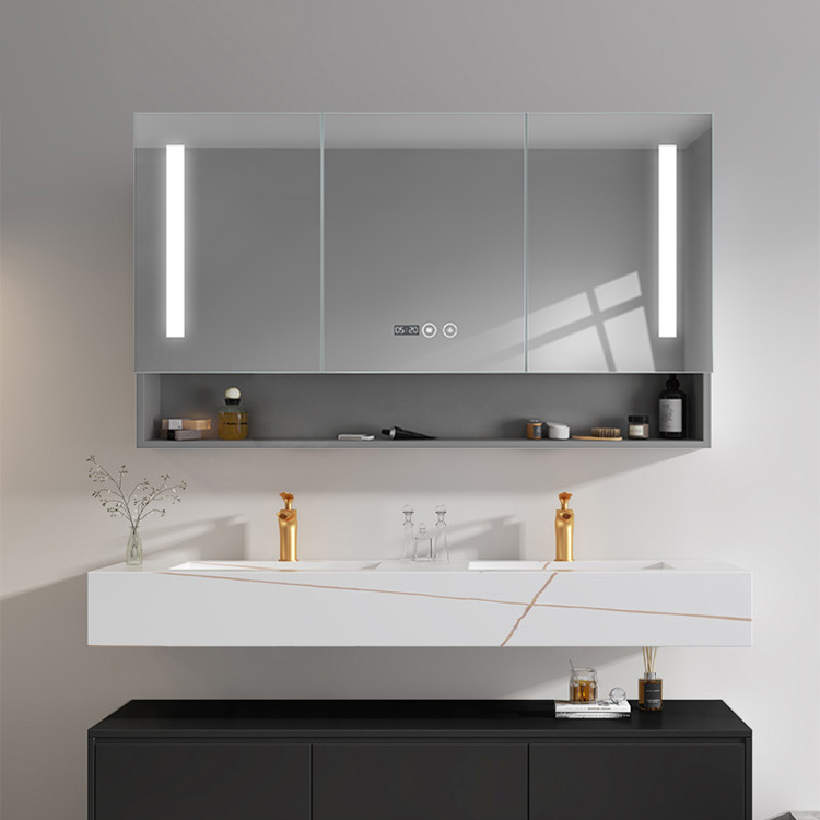 wall mount bath room waterproof vanity mirror furniture bathroom accessories mirror cabinets with led light